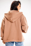 Loose-Fit Hooded Zippered Sweatshirt with Front Pockets