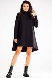 Autumn Turtleneck Trapezoidal Dress with Long Sleeves