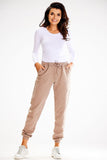 Decorative Stitch Loose Pants with Elastic Waistband