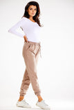 Decorative Stitch Loose Pants with Elastic Waistband