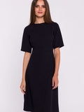 Elegant Woven Dress with Double Trapeze Bottom and Zipper