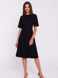 Elegant Woven Dress with Double Trapeze Bottom and Zipper