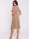 Elegant Lightweight Woven Dress with Trapeze Hem Design
