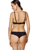Elegant Black Thong with Shiny Embroidery and Tulle Back