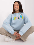 Trendy Pullover Sweatshirt with Unique Pattern & Inscription