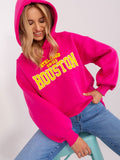 Fashionable Pullover Sweatshirt with Hood and Front Inscription