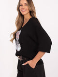 Charming V-Neck Bear Print Sweater for Everyday Style
