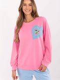 Elegant Casual Women's Blouse with Heart-Shaped Patch