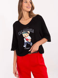 Trendy V-Neck Teddy Bear Print Women's Sweater
