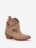 Elegant Women's Suede Ankle Boots with Low Heel and Lace Detail