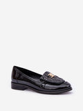 Elegant Women's Leather Moccasins with Gold Accents