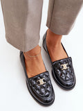 Elegant Women's Leather Moccasins with Gold Accents