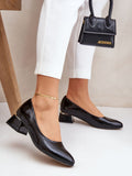 Elegant Natural Leather Pumps with Decorative Heel Detail