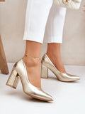 Elegant Natural Leather Pointed Toe Pumps with Decorative Heel
