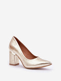 Elegant Natural Leather Pointed Toe Pumps with Decorative Heel
