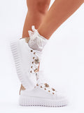 Chic Eco-Leather Platform Sneakers with Charming Pins