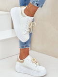 Stylish Eco Leather Women's Platform Sneakers with Pins