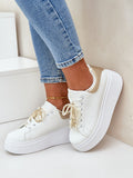 Stylish Eco Leather Women's Platform Sneakers with Pins