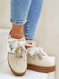 Chic Faux Suede Platform Sneakers with Charms for Comfort