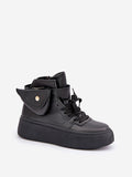 Stylish Eco Leather Women's Sneakers with Detachable Pouch