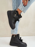 Stylish Eco Leather Women's Sneakers with Detachable Pouch