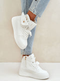 Stylish Eco Leather Women's Sneakers with Detachable Pouch