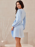 Elegant Satin Wrap Dress with Puff Sleeves for All Occasions