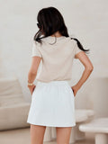 Chic Trapezoid Leather Mini Skirt with Pockets for Fall/Winter