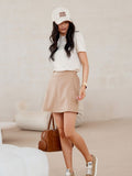 Trendy Leather-Like Trapeze Mini Skirt with Pockets