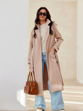 Elegant Women's Long Sleeve Coat with Waist Tie and Pockets