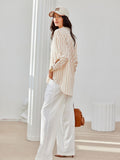 Asymmetrical Long Sleeve Shirt with Buttoned Cuffs