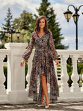 Elegant Asymmetrical Maxi Dress with Flared Bottom & Slits