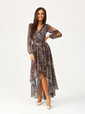 Elegant Asymmetrical Maxi Dress with Flared Bottom & Slits