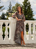 Elegant Asymmetrical Maxi Dress with Flared Bottom & Slits