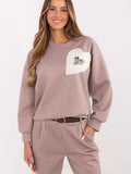 Chic Womenâs Pullover Sweatshirt with Heart Patch Detail