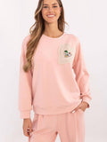 Elegant Women's Casual Blouse with Heart AppliquÃ© Detail