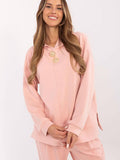 Chic Women's Blouse with Hood and Detachable Brooches
