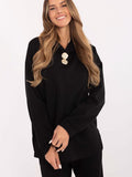 Trendy Women's Blouse with Unique Slits and Detachable Brooches