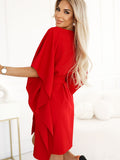 Trendy Red Butterfly Dress with Waist-Belt for All Occasions