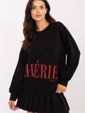 Chic Long Sleeve Blouse with Trendy Front Inscription