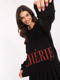 Chic Long Sleeve Blouse with Trendy Front Inscription