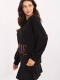 Chic Long Sleeve Blouse with Trendy Front Inscription