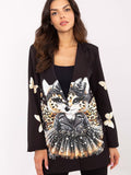 Chic Women's Casual Blazer with Colorful Print Design