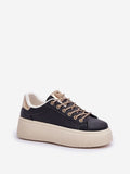 Eco Leather Women's Platform Sneakers with Shiny Laces