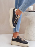 Eco Leather Women's Platform Sneakers with Shiny Laces