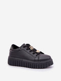 Stylish Eco-Leather Women's Platform Sneakers with Pins