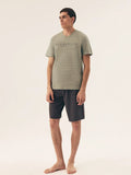 Comfortable Men's Pajama Set with V-Neck and Shorts
