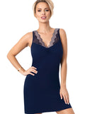 Elegant Viscose Nightgown with Lace & Flounce Detail