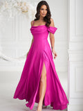 Elegant Fitted Dress with Flowing Skirt and Slit Detail