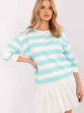 Chic Striped Blouse with Decorative Flower Patches